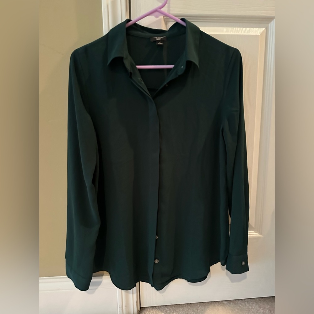 Ann Taylor Forest Green Button Down Shirt